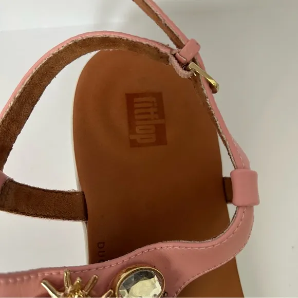 FitFlop Under The Sea pink thong leather comfort sandals size 7