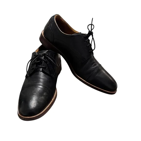 Florsheim Mens Black Cap Toe Lace Up Oxford Shoes Size 9.5