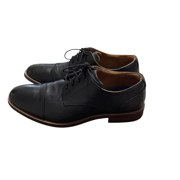 Florsheim Mens Black Cap Toe Lace Up Oxford Shoes Size 9.5