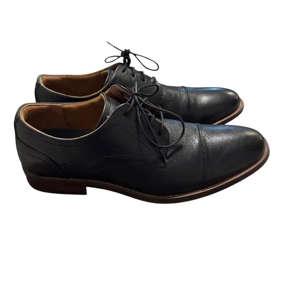 Florsheim Mens Black Cap Toe Lace Up Oxford Shoes Size 9.5