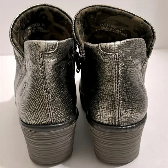 Fly London Antique Silver Yip Wedge Distressed Ankle Boots size 39 or US 8-8.5