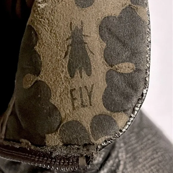 Fly London Antique Silver Yip Wedge Distressed Ankle Boots size 39 or US 8-8.5