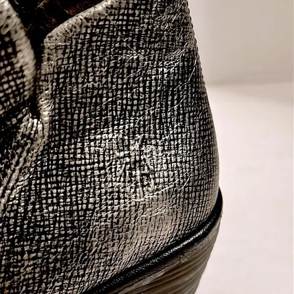 Fly London Antique Silver Yip Wedge Distressed Ankle Boots size 39 or US 8-8.5