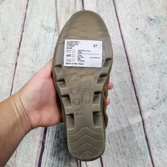 Fly London | Cupido Wedge Flats in Sand NEW W/ BOX
