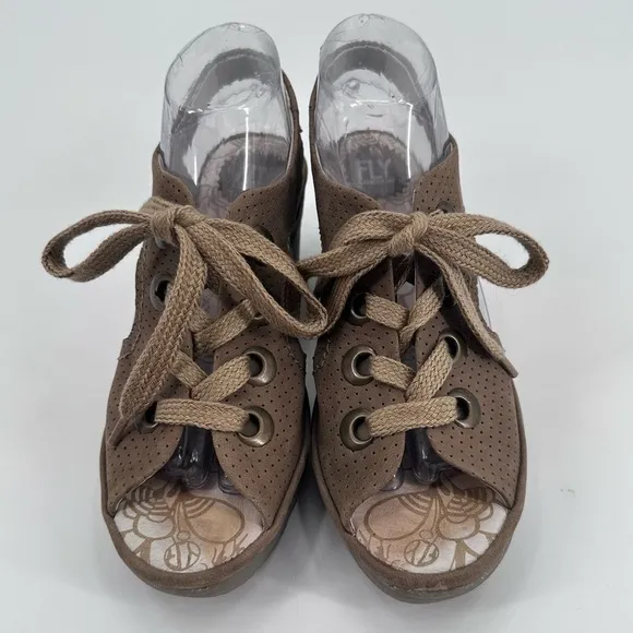 Fly London Ylfa Lace Up Comfort Wedge Sandals Size 39