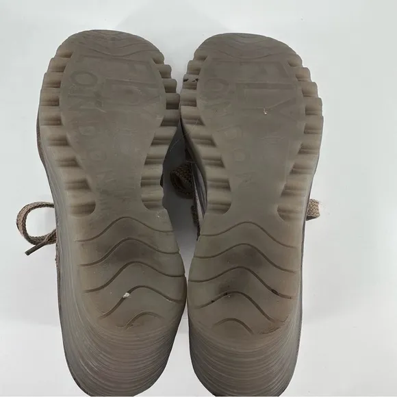 Fly London Ylfa Lace Up Comfort Wedge Sandals Size 39