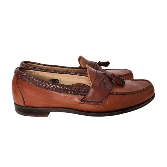 Footjoy Brown Leather Tassel Loafer Men's Shoes Braided Trim Size 13 C
