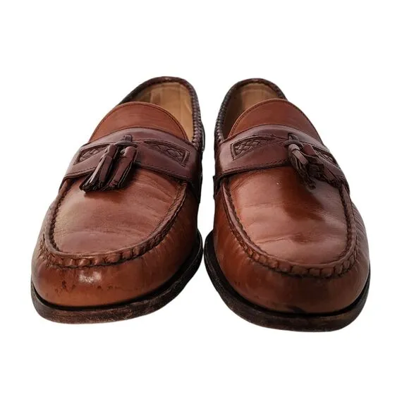 Footjoy Brown Leather Tassel Loafer Men's Shoes Braided Trim Size 13 C
