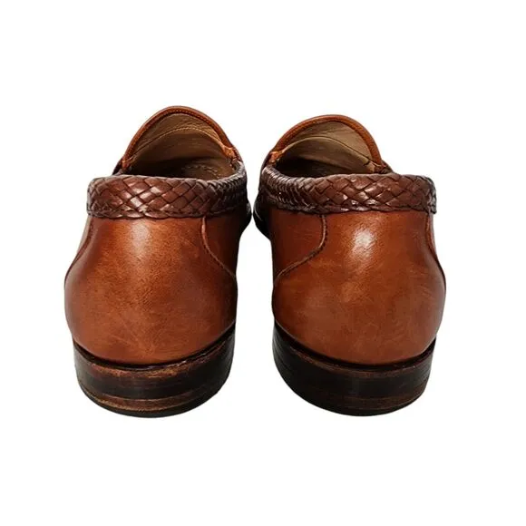 Footjoy Brown Leather Tassel Loafer Men's Shoes Braided Trim Size 13 C