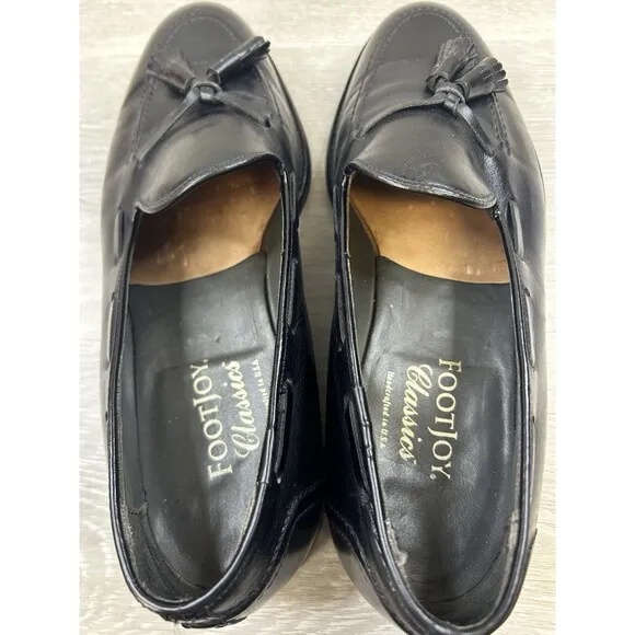 Footjoy Classic 75309 Mens Loafer Black Leather Slip-On Tassel  Shoes US 9.5D