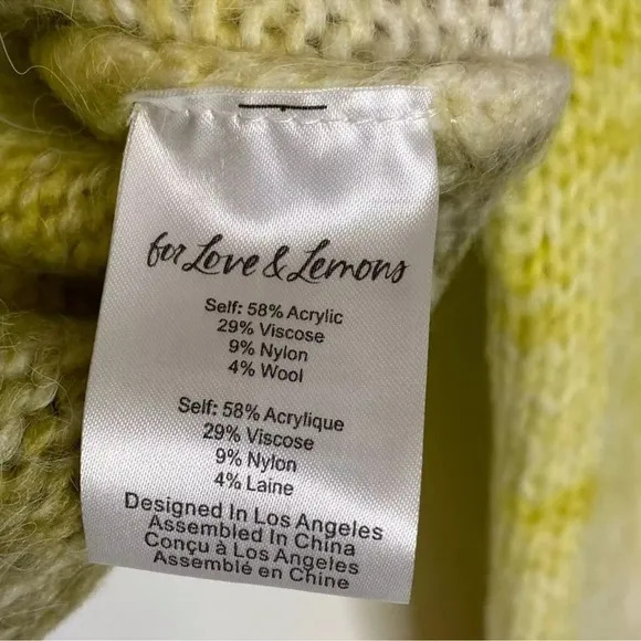 For Love &amp; Lemons Women's Green and Yellow Jumper Nwt