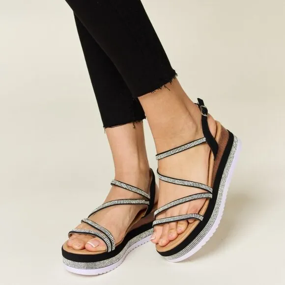 Forever Link Rhinestone Strappy Wedge Sandals  Forever Link