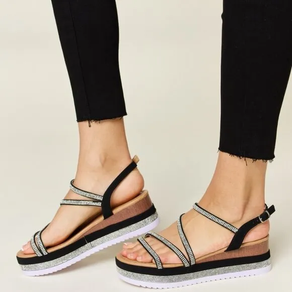 Forever Link Rhinestone Strappy Wedge Sandals  Forever Link