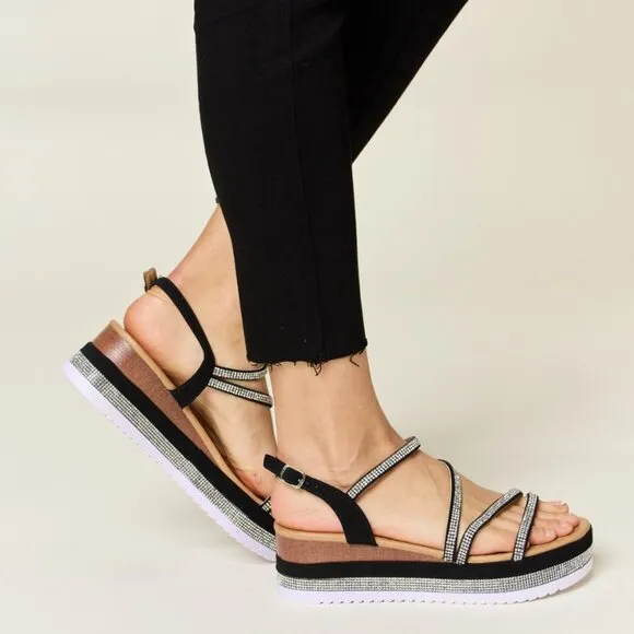 Forever Link Rhinestone Strappy Wedge Sandals  Forever Link