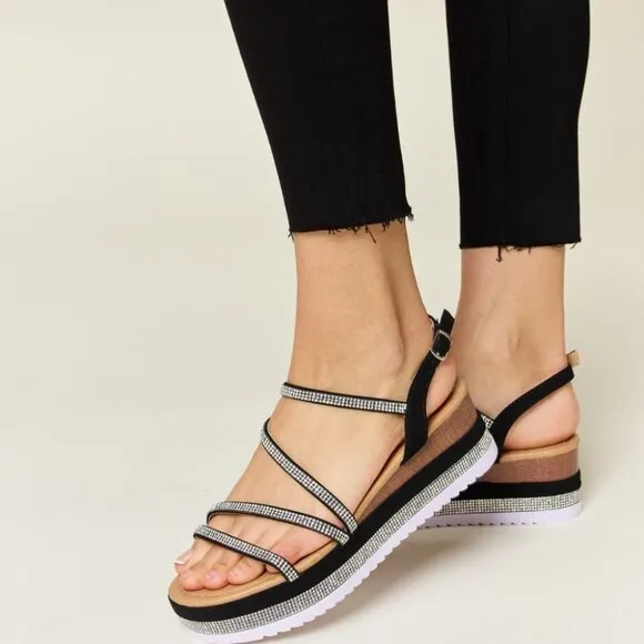 Forever Link Rhinestone Strappy Wedge Sandals  Forever Link