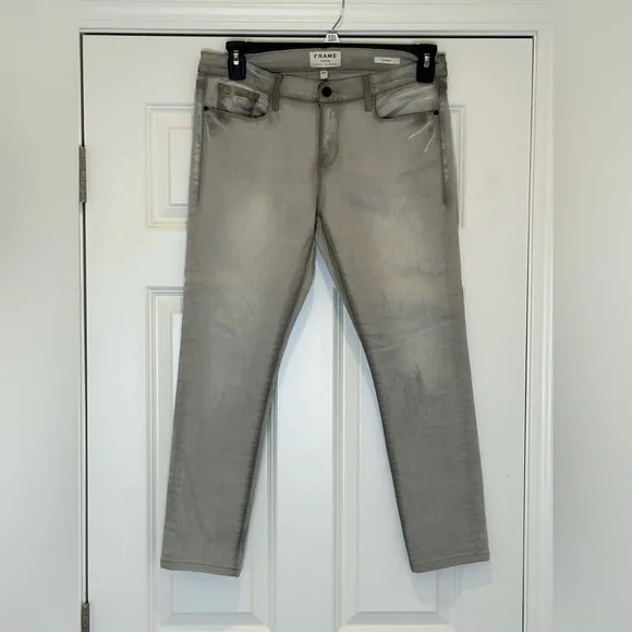 Frame Denim Le Garcon LGJ795 Women's Sz 28 Gray Kensington Denim Jeans $220