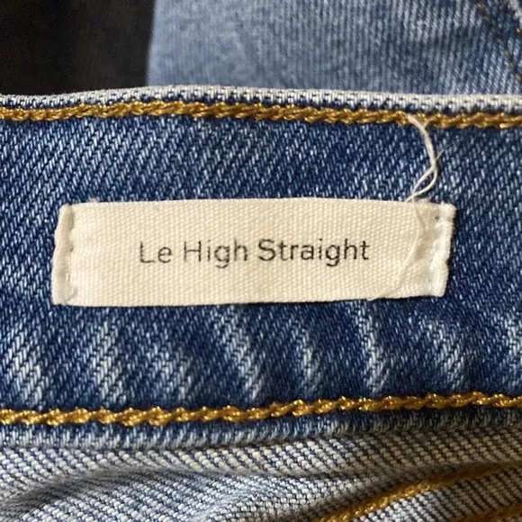 Frame Denim Le High Straight Raw Edge Side Slit in Imogen Dip Size 31 LHSTRAS204