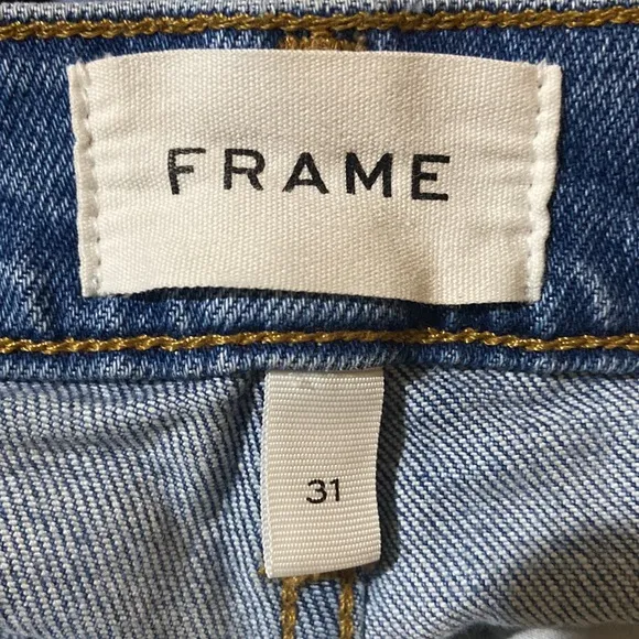 Frame Denim Le High Straight Raw Edge Side Slit in Imogen Dip Size 31 LHSTRAS204