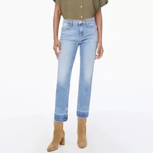 Frame Denim Le High Straight Raw Edge Side Slit in Imogen Dip Size 31 LHSTRAS204