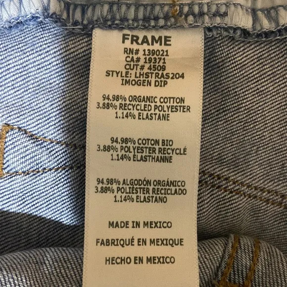 Frame Denim Le High Straight Raw Edge Side Slit in Imogen Dip Size 31 LHSTRAS204