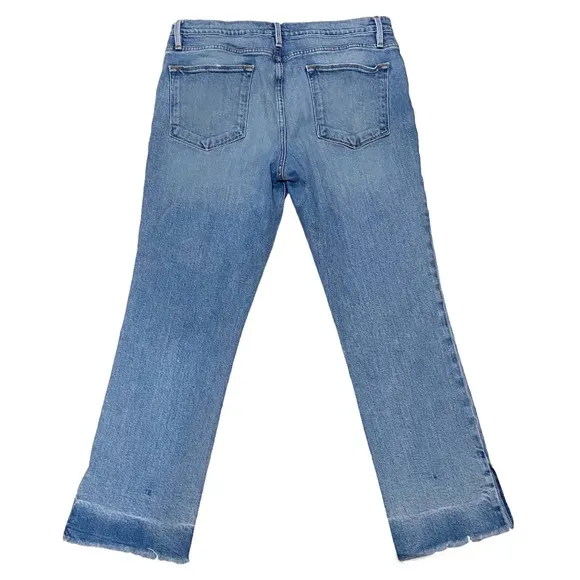 Frame Denim Le High Straight Raw Edge Side Slit in Imogen Dip Size 31 LHSTRAS204