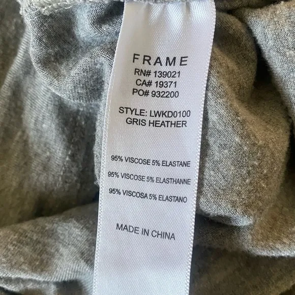 Frame Shirred Muscle Tee Shirt Dress Gris Heather Ruched Midi Stretchy Y2K Style