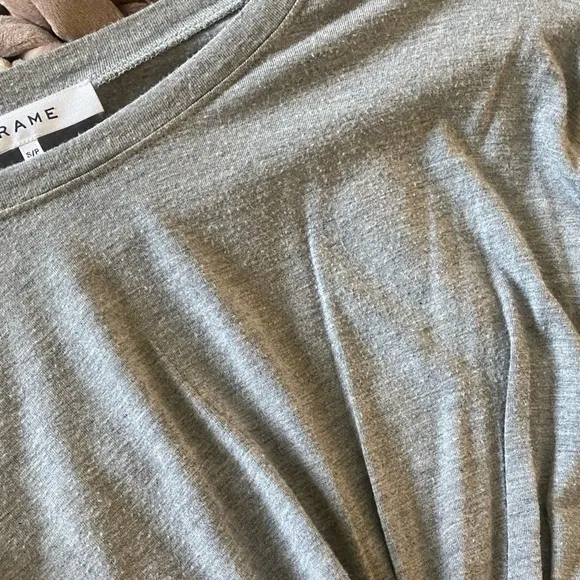 Frame Shirred Muscle Tee Shirt Dress Gris Heather Ruched Midi Stretchy Y2K Style
