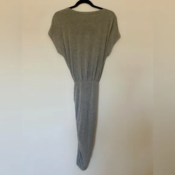 Frame Shirred Muscle Tee Shirt Dress Gris Heather Ruched Midi Stretchy Y2K Style