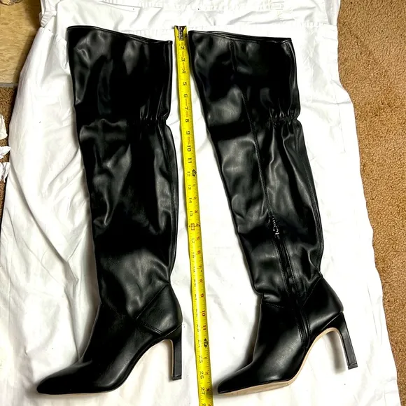 Franco Sarto Callie 2 heels boots over the knee shoes size 7 black leather nwob