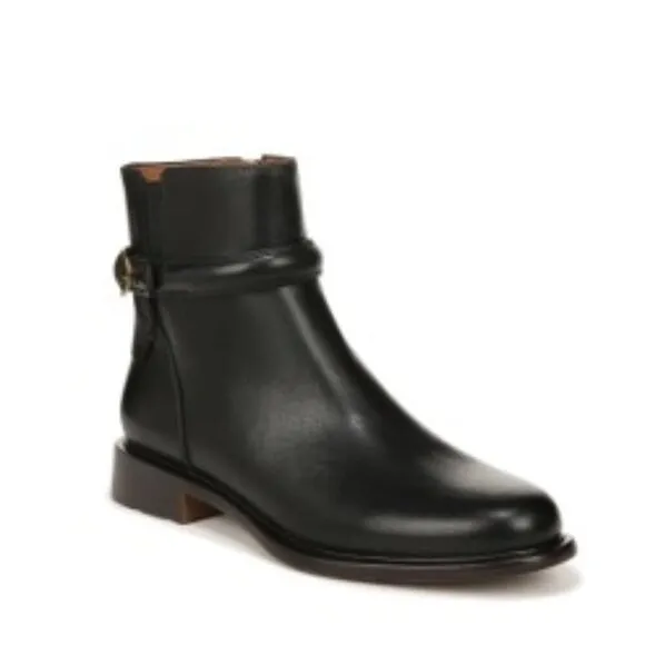Franco Sarto Elese  Black ScandinavianLeather Moto Ankle Boots Round Toe Size 11