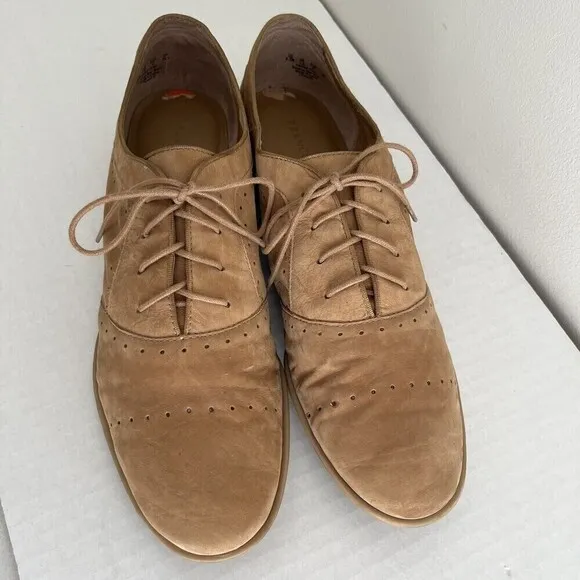 Franco Sarto Transit Oxford Lace Up Shoes Leather Tan Size 9.5 M Flats