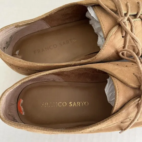 Franco Sarto Transit Oxford Lace Up Shoes Leather Tan Size 9.5 M Flats