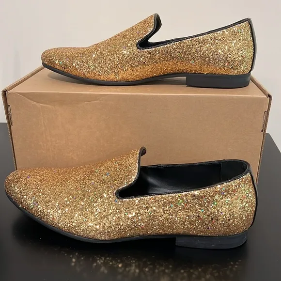 Frederico Leone Limited Gold Glitter Sparkle Slip-On Loafer Size 11.5