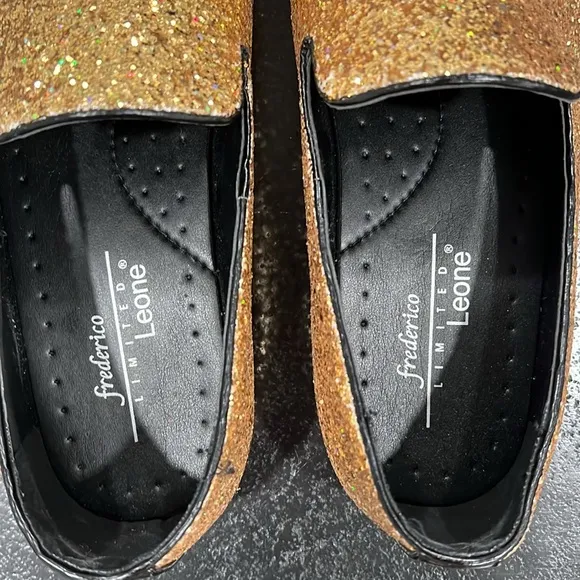 Frederico Leone Limited Gold Glitter Sparkle Slip-On Loafer Size 11.5