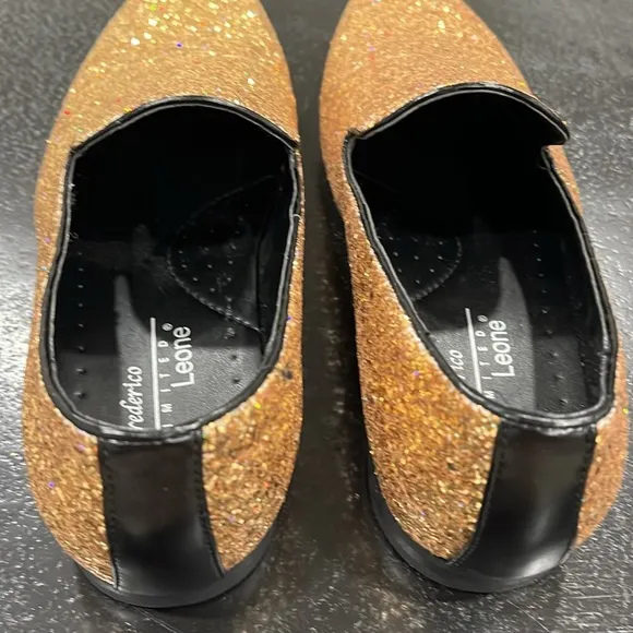 Frederico Leone Limited Gold Glitter Sparkle Slip-On Loafer Size 11.5