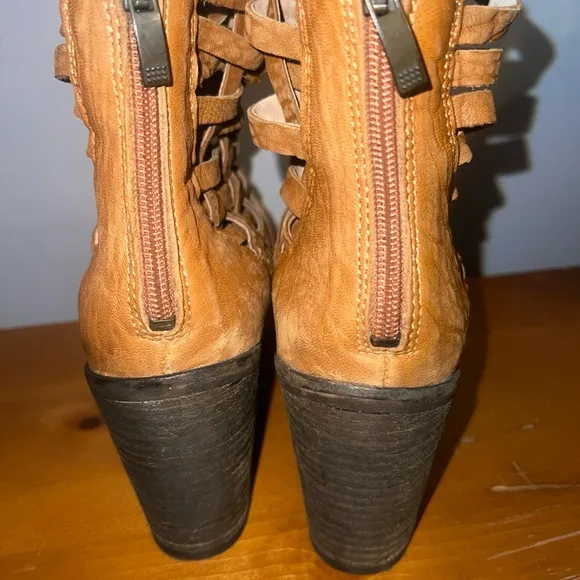 Free People Ankle Boots Womens Carrera Braided Woven Leather Block Heel Shoe 7