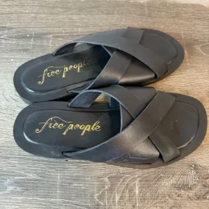 Free People Black Sandals with Cross-Strap Design