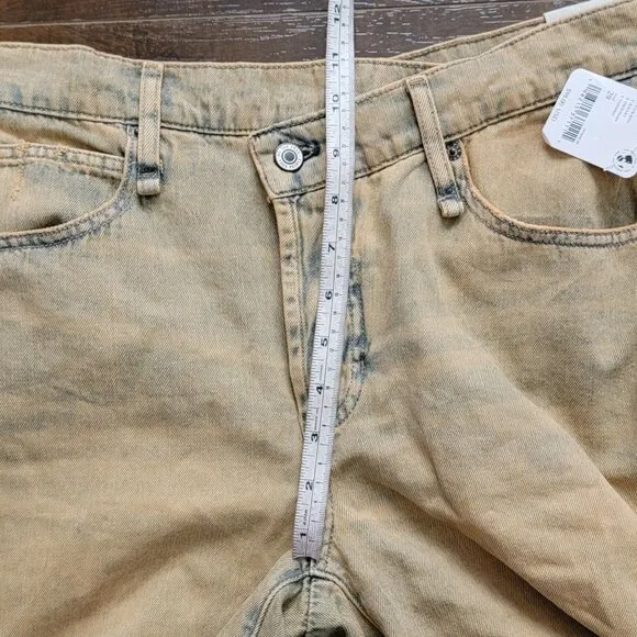 Free People Boomerang Long Jean Shorts Womens 29 Boho Grunge Baggy Denim