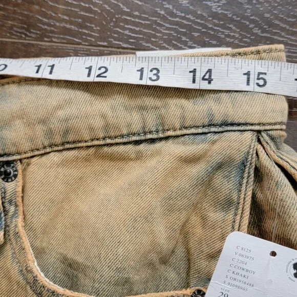 Free People Boomerang Long Jean Shorts Womens 29 Boho Grunge Baggy Denim