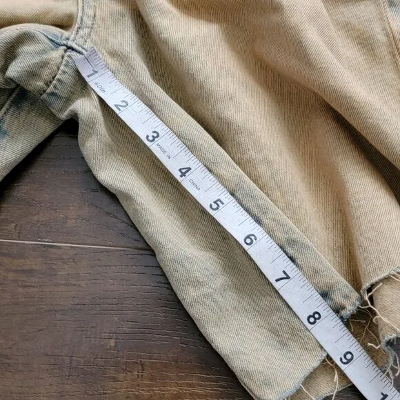 Free People Boomerang Long Jean Shorts Womens 29 Boho Grunge Baggy Denim