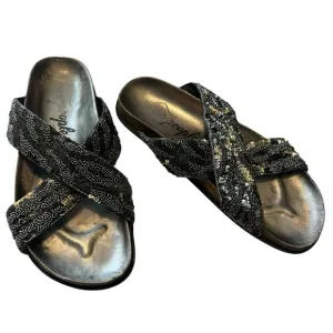 Free People Moon Child Silver metallic Embellished Sandals Sz 37.5 / 7