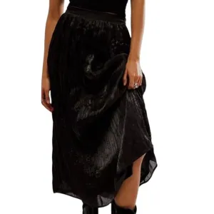 Free People New Vera City Black Pleated Maxi Ankle Skirt with Pockets 2 NWT