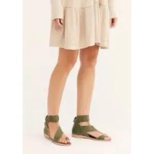 Free People Vale Boot Sandals Womens 36 Khaki Green Leather Made In Spain Casual