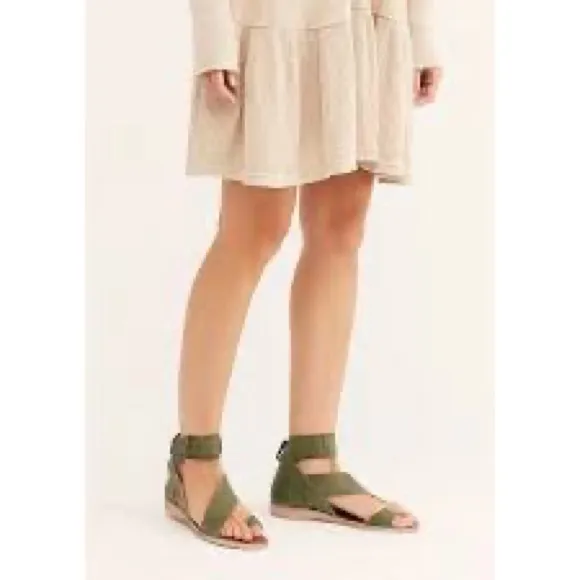 Free People Vale Boot Sandals Womens 36 Khaki Green Leather Made In Spain Casual