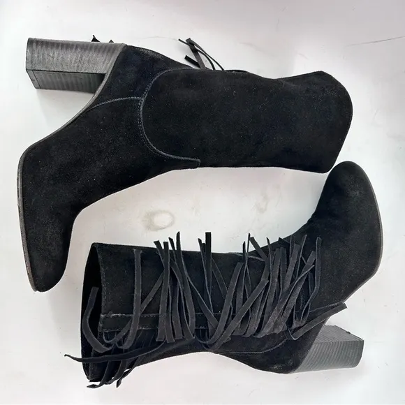 FREE PEOPLE Wild Rose Slouchy Fringe Suede Leather Boot Western Boots Size 36