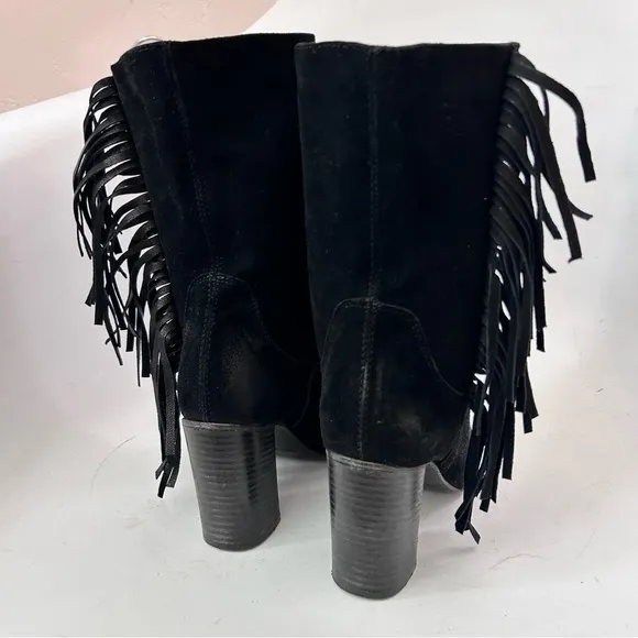 FREE PEOPLE Wild Rose Slouchy Fringe Suede Leather Boot Western Boots Size 36