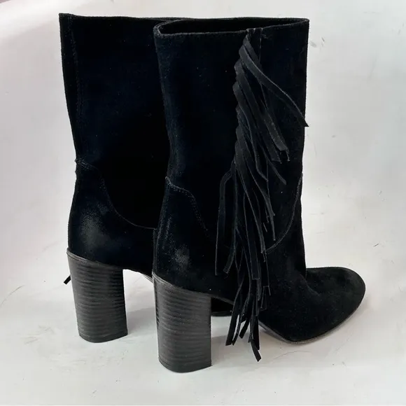 FREE PEOPLE Wild Rose Slouchy Fringe Suede Leather Boot Western Boots Size 36