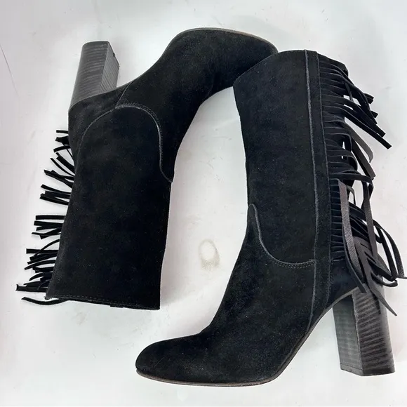 FREE PEOPLE Wild Rose Slouchy Fringe Suede Leather Boot Western Boots Size 36