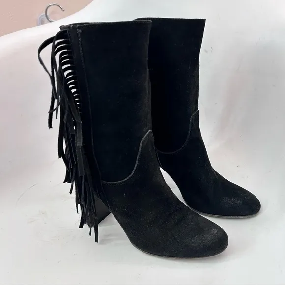 FREE PEOPLE Wild Rose Slouchy Fringe Suede Leather Boot Western Boots Size 36