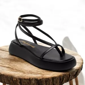 *Free People Winnie Wrap Leather Flatform Sandal (B4)